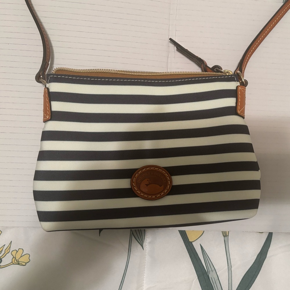 Dooney & Bourke Navy and White Striped Crossbody Bag